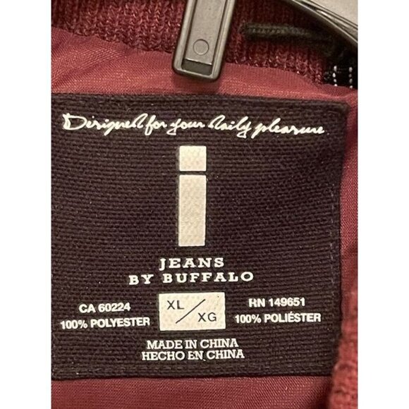 Jeans By Buffalo Men's XL Maroon Puffer Jacket With REMOVABLE Hood & Zipper Pock - Picture 4 of 14